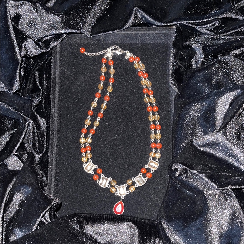 Avon Orange and Silver Necklace with Elegant Design